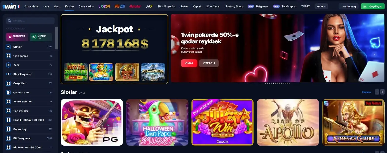 Onlayn kazinonun rəsmi saytı haqqında əsas məlumatlar 1Win Casino